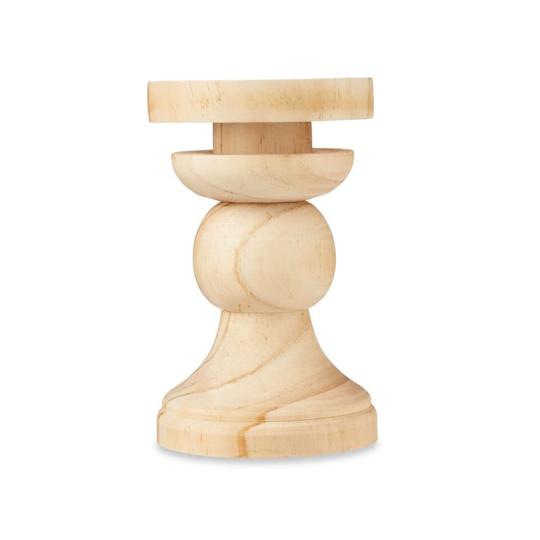 My Texas House Natural Pillar Wooden Candle Holder, 6" | Walmart (US)