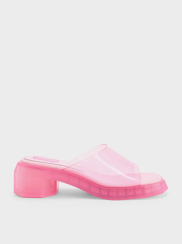 Light Pink Fia See-Through Geometric Mules | CHARLES & KEITH | Charles & Keith US