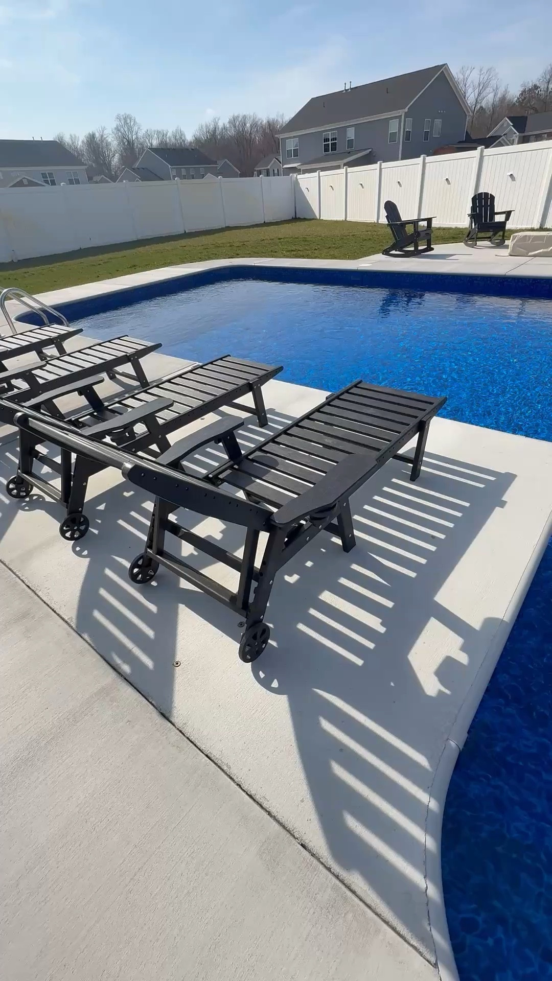 Our summer deck is loading piece by piece. 💕 #summervibes #loungechairs #poolsidelounge 

#LTKSeasonal #LTKSpringSale #LTKHome