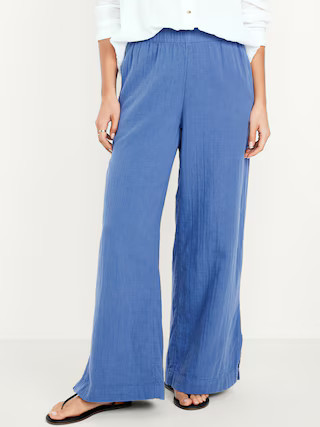 High-Waisted Crinkle Gauze Wide-Leg Pants | Old Navy (US)