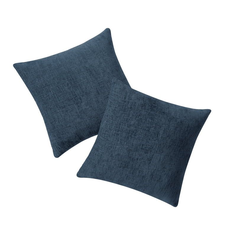 Navy Solid Chenille Decorative Pillow Set, Mainstays, 18" x 18", 2 Pieces | Walmart (US)
