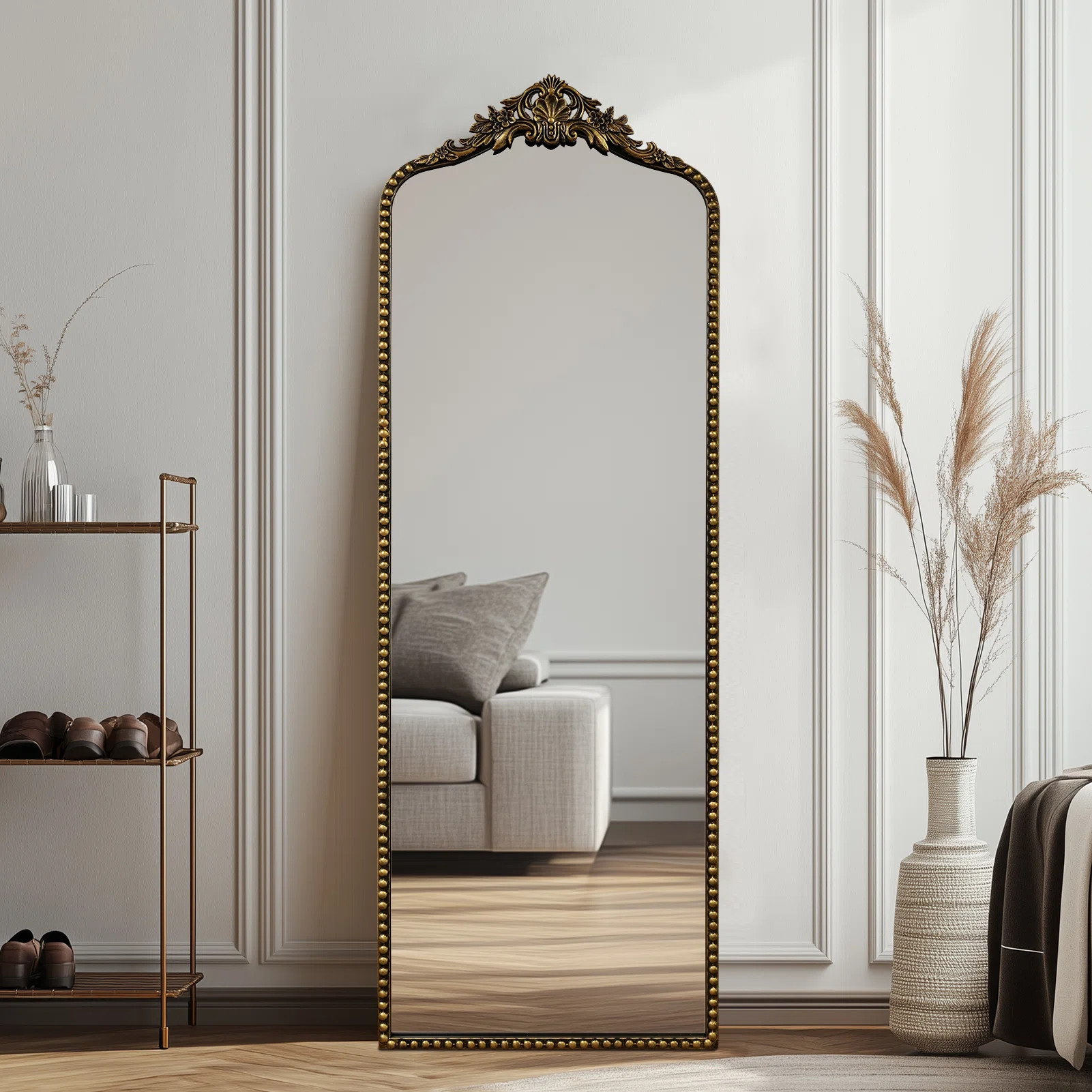 Arched Antique Ornate Full Length Floor Mirror /Free Standing,22x65 inch,Vintage Gold | Wayfair North America