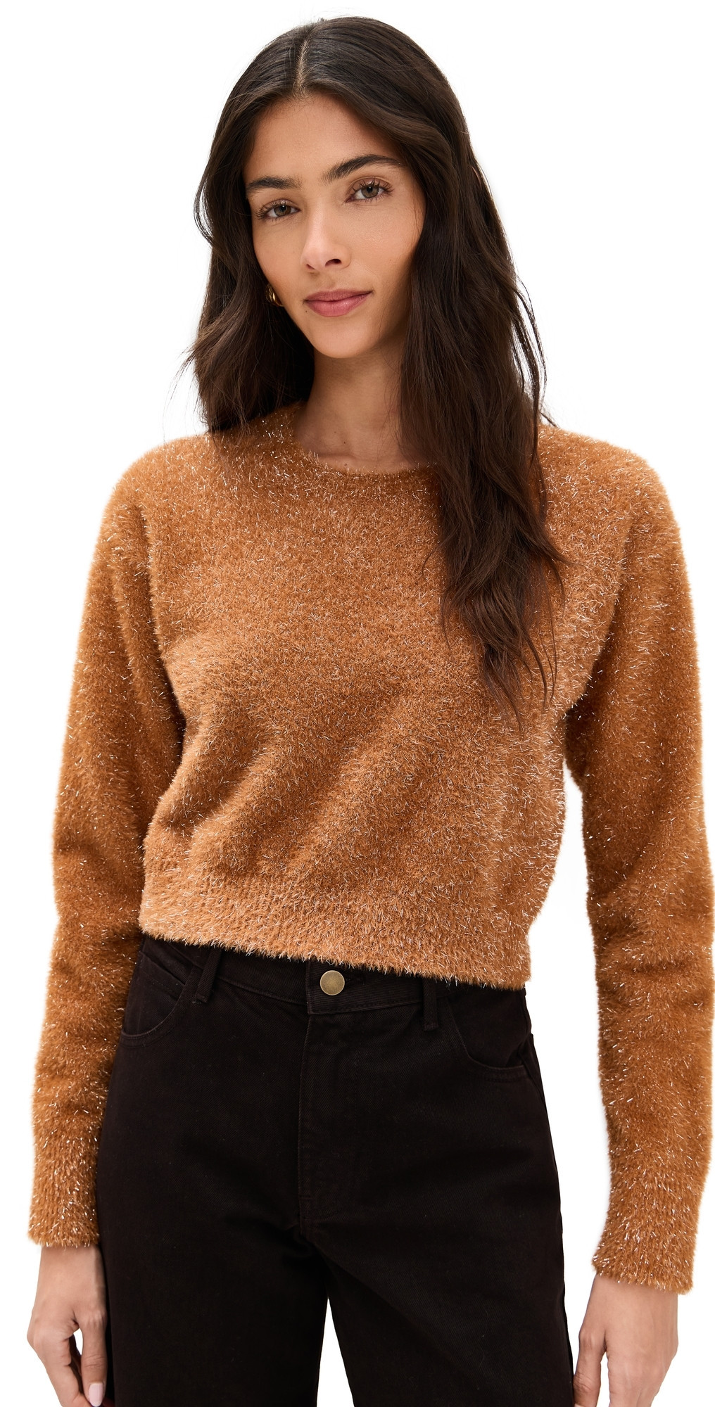 LE BOP Tinsel Cropped Sweater Toffee XS | Shopbop
