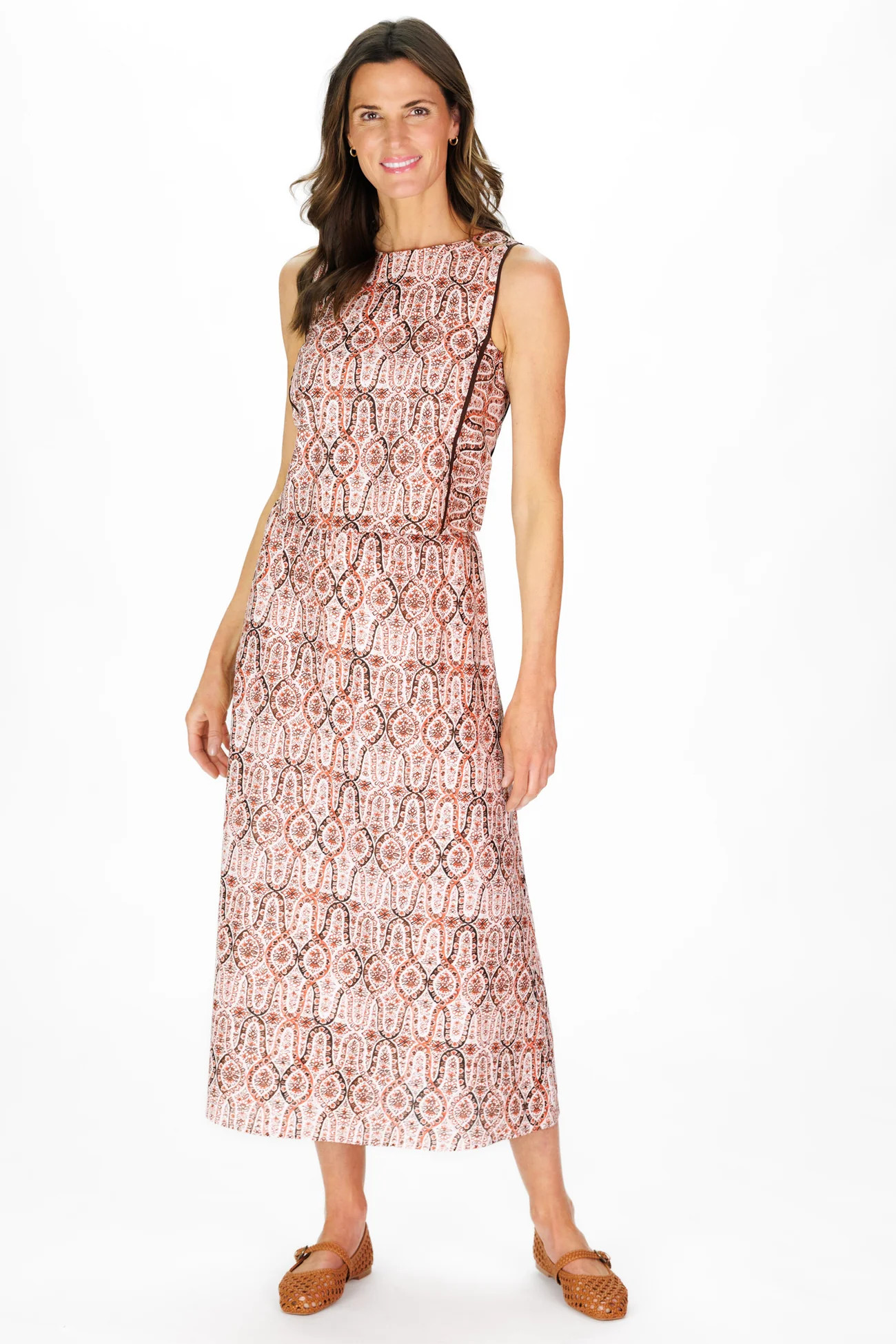Mira Midi Skirt in Terracotta Vines | Duffield Lane
