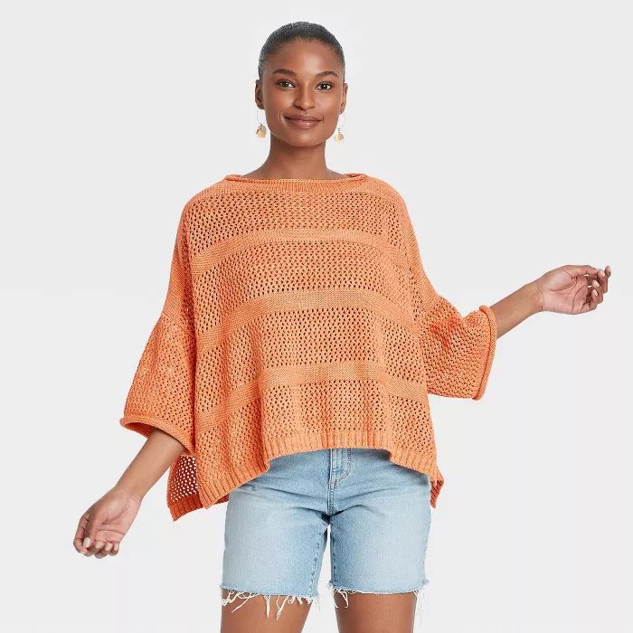 Women's Knit Poncho - Universal Thread™ Tan One Size | Target