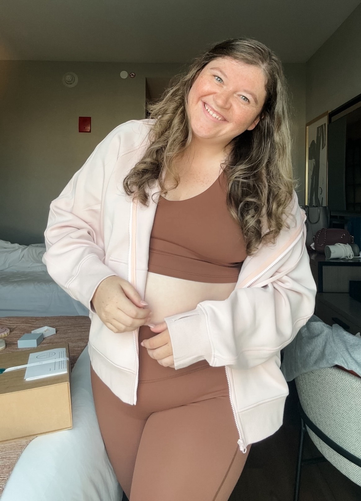 The comfiest jacket I have EVER purchased! I sized up for an oversized fit! The workout set is Motiv By Mel and is not on LTK! Find them on insta @motivbymel 

#LTKActive #LTKMidsize #LTKootd