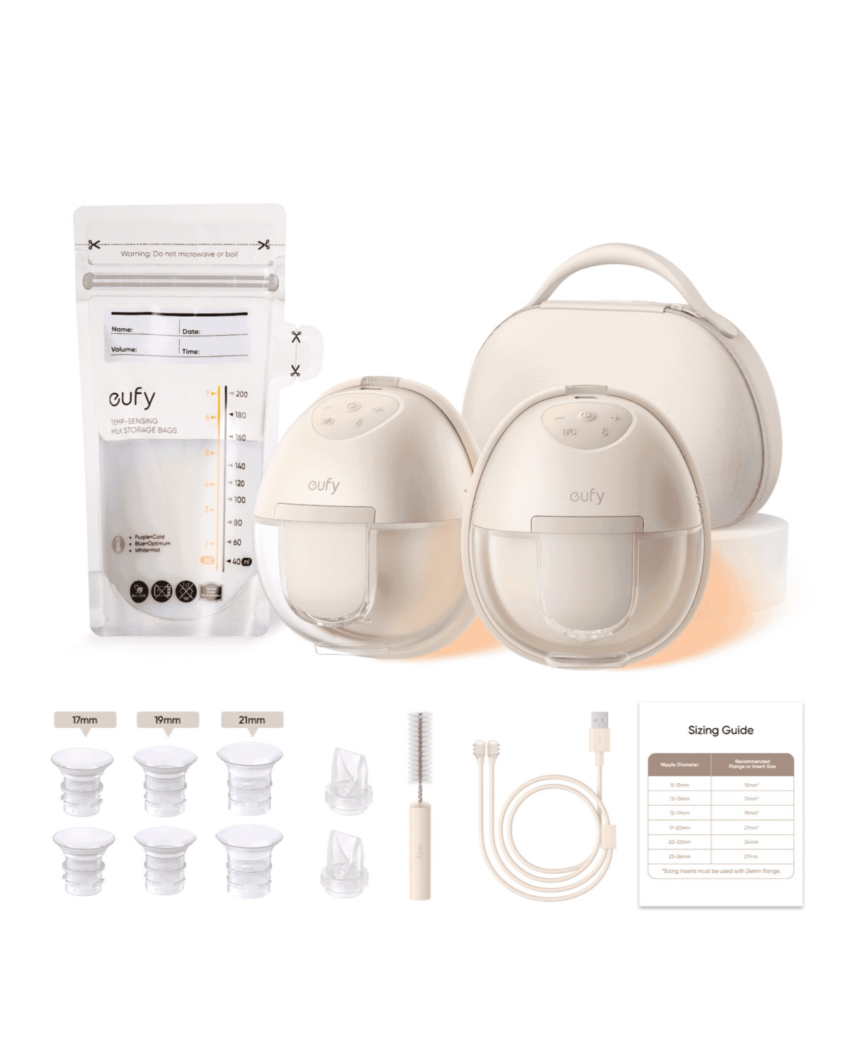 eufy Baby Heated Wearable Breast Pump S1 Pro with Milk Storage Bag (120 Pieces) - Beige | Macy's
