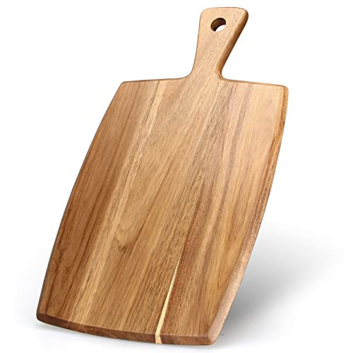 Best Acacia Wood Cutting Board with Handle Wooden Charcuterie Board Kitchen Chopping Boards for Bread Meat Cutting boards Fruit Cheese Serving Board Butcher Block Carving Board, 17" x 10" | Amazon (US)