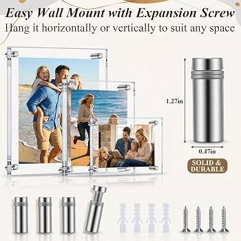 Novabright 8x10, 5x7, 4x6 Inch Acrylic Floating Picture Gallery Frame Set 10 Pack 3 Size Wall Mou... | Amazon (US)