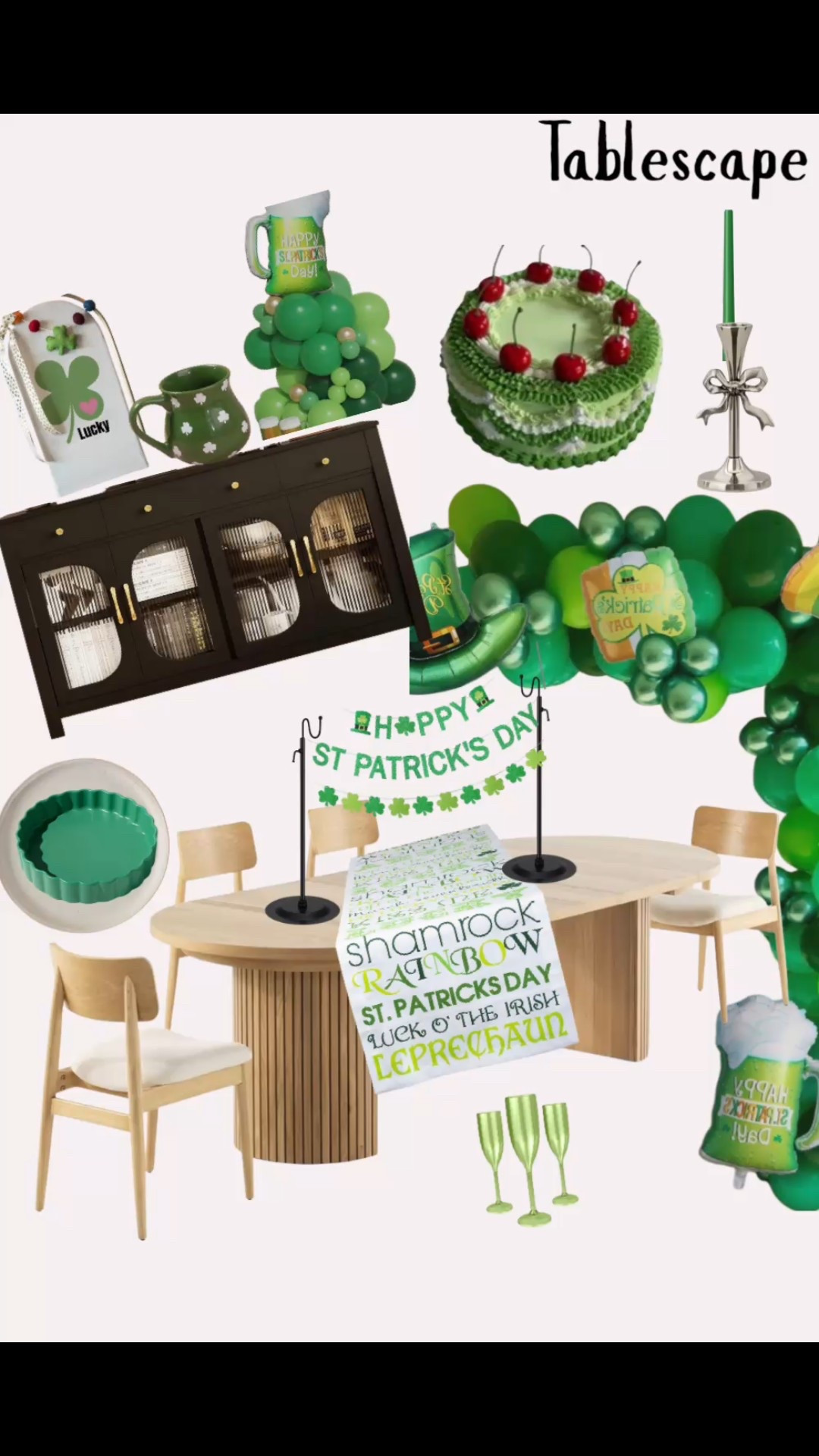 Bringing all the lucky vibes to the table with this St. Patrick’s Day tablescape 🍀💚 I mixed modern neutral furniture with festive green décor, shamrock accents, balloon garlands, and playful Irish details for a fun but elevated holiday setup. This tablescape is perfect for a St. Patrick’s Day party, family dinner, classroom celebration, or festive spring entertaining. From green table runners and themed serveware to statement centerpieces and holiday décor, these finds make hosting easy and stylish while keeping everything kid-friendly and Instagram worthy.

St Patrick’s Day tablescape St Patrick’s Day table decor green tablescape shamrock decor Irish party decor St Patrick’s Day party ideas St Patrick’s Day dining table green balloon garland St Patrick’s Day centerpieces holiday table styling festive table decor spring entertaining green aesthetic lucky decor shamrock table runner St Patrick’s Day serveware green glassware holiday hosting ideas family friendly party decor modern holiday tablescape St Patrick’s Day home decor Irish themed party St Patrick’s Day celebration ideas green party supplies 🍀

#LTKSeasonal #LTKFindsUnder50 #LTKHome