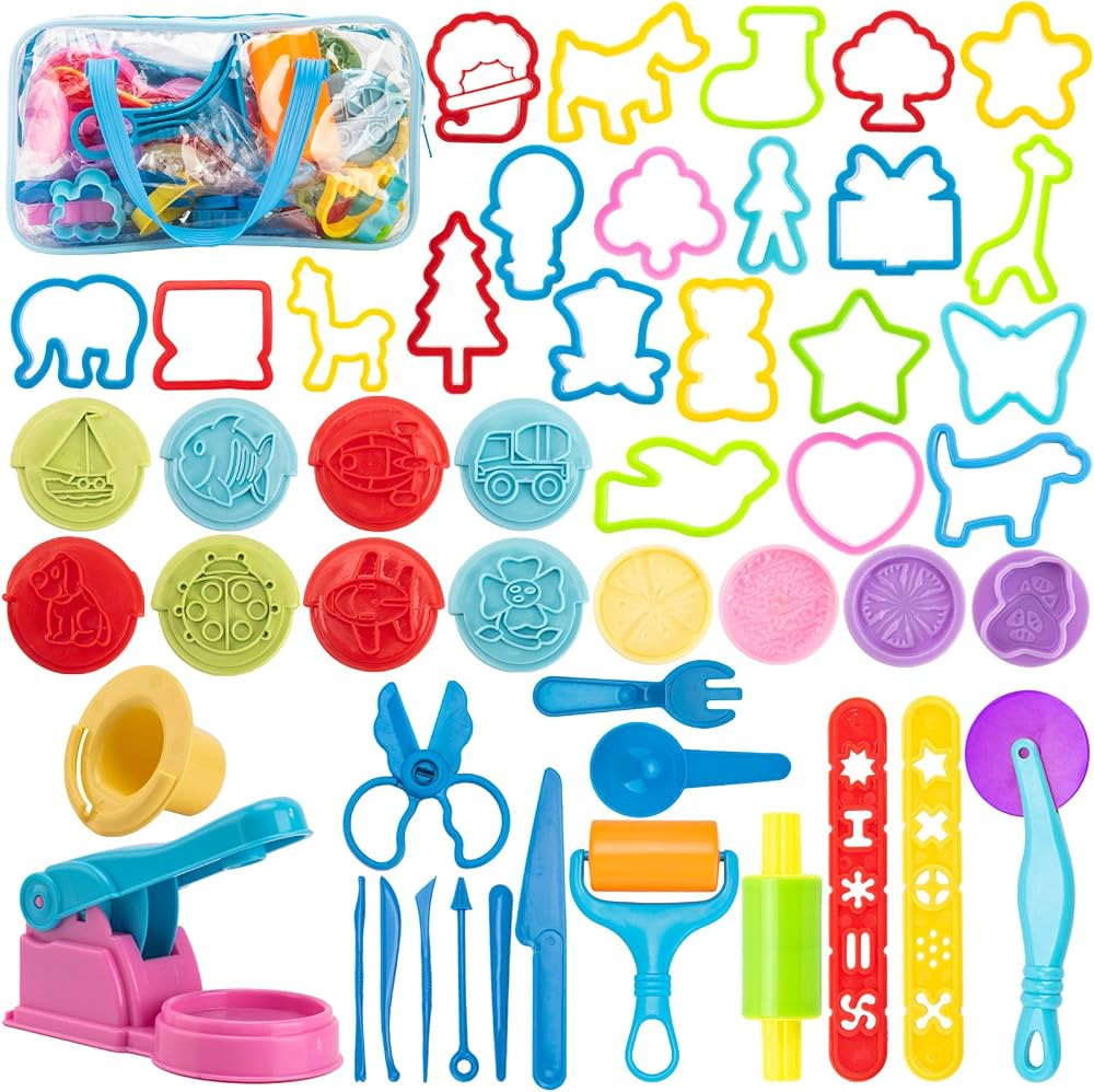 Dough Tools for Kids, 46Pcs Dough Toys Include Play Food Molds - Cupcakes, Ice Cream, Noodle, Pla... | Amazon (US)