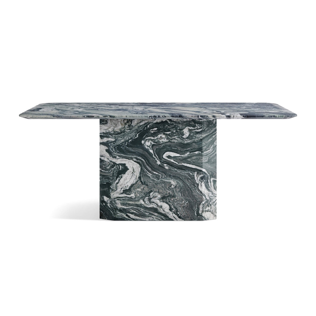 Cosmos Sculptural Rectangular Marble Dining Table with Block Pedestal Base | Eternity Modern