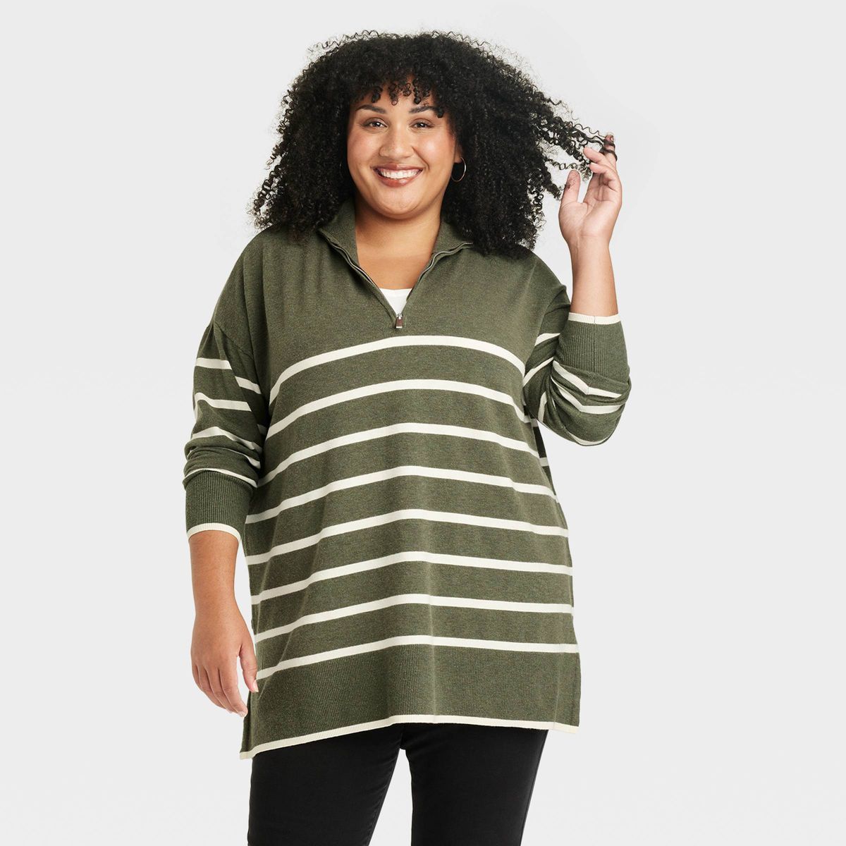 Women's Quarter Zip Mock Turtleneck Pullover Sweater - Ava & Viv™ | Target