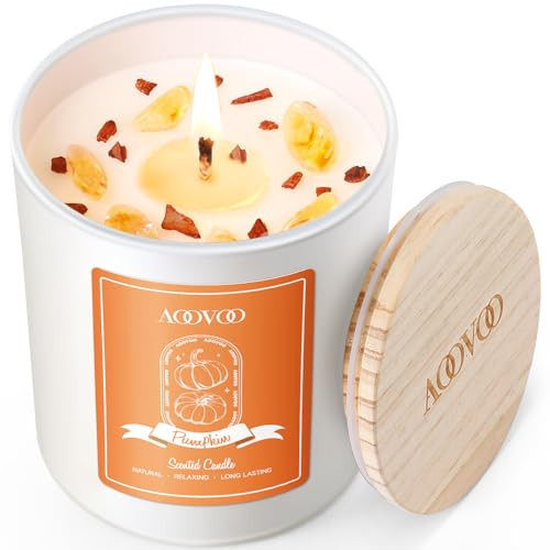 AOOVOO Pumpkin Scented Candles for Women - Aromatherapy Candle with Crystals Inside, 10oz Soy Candles for Home Scented, Birthday Gifts Candle for Women Mom | Amazon (US)
