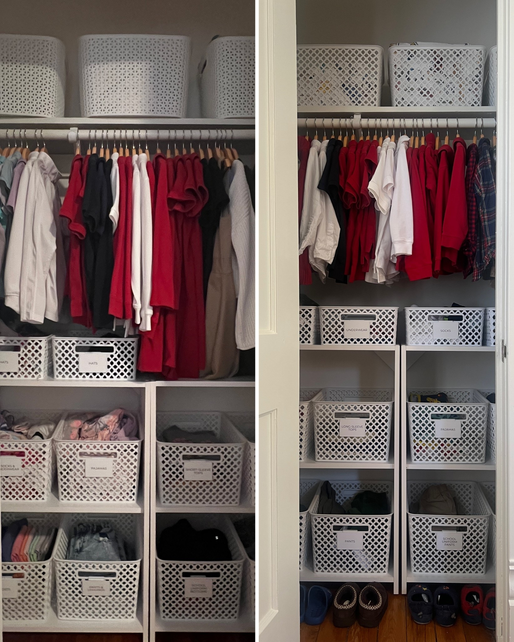 Two kids, two closets, one simple system 🧺✨ New shelving and matching bins & labels for a clean, cohesive look that’s much easier to maintain!

(The side panels of the Home Depot shelves were cut to reduce height👷🏻‍♀️)

kids closet, kids closet organization, kids closet storage, kids closet system, kids closet organizer, kids closet organize, kids clothing 

#LTKKids #LTKHome #LTKmomlife