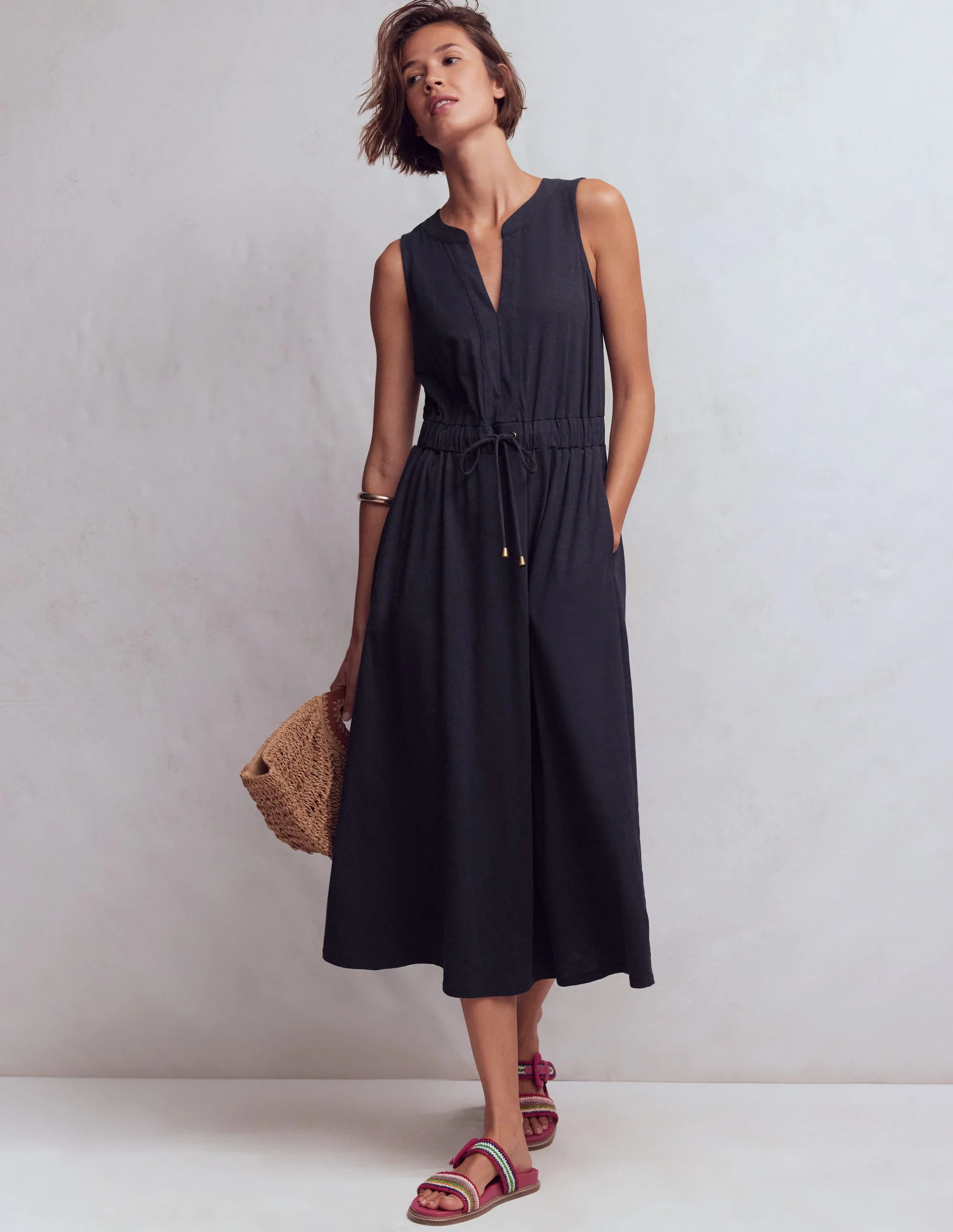 Delphine Midi Jersey Dress-Navy | Boden UK