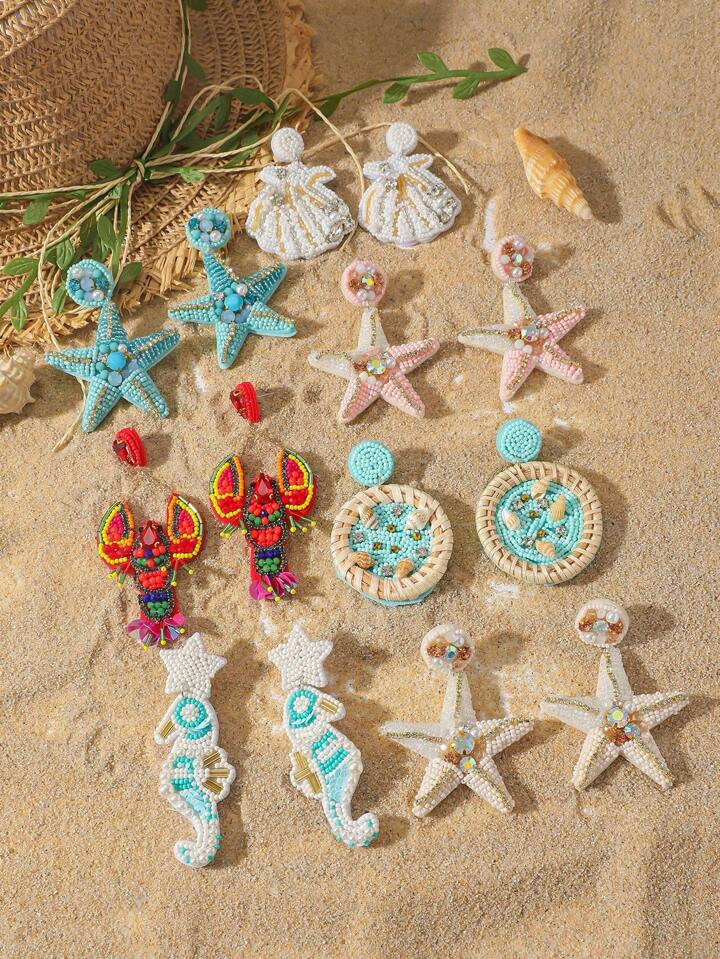 Rhinestone Starfish Decor Faux Pearl Drop Earrings1.0k+ sold recentlyGBP£1.50 | SHEIN