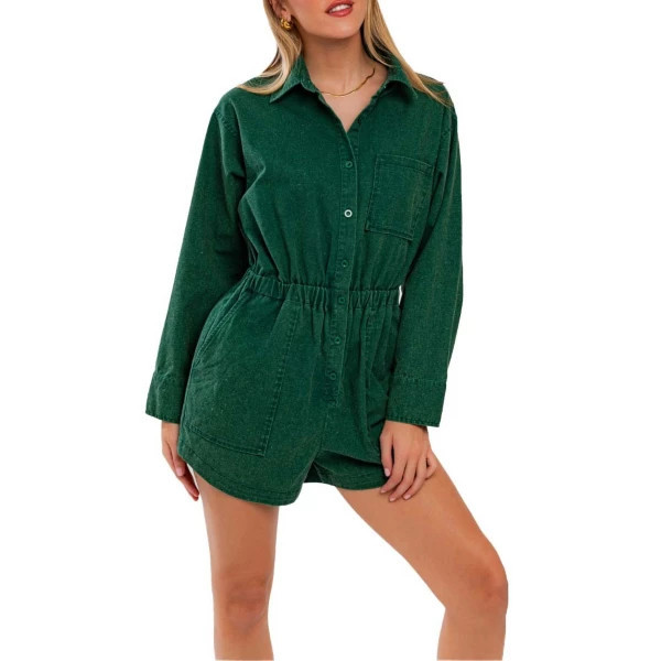 Women's Le Lis Shirt Romper Small Green | Scheels