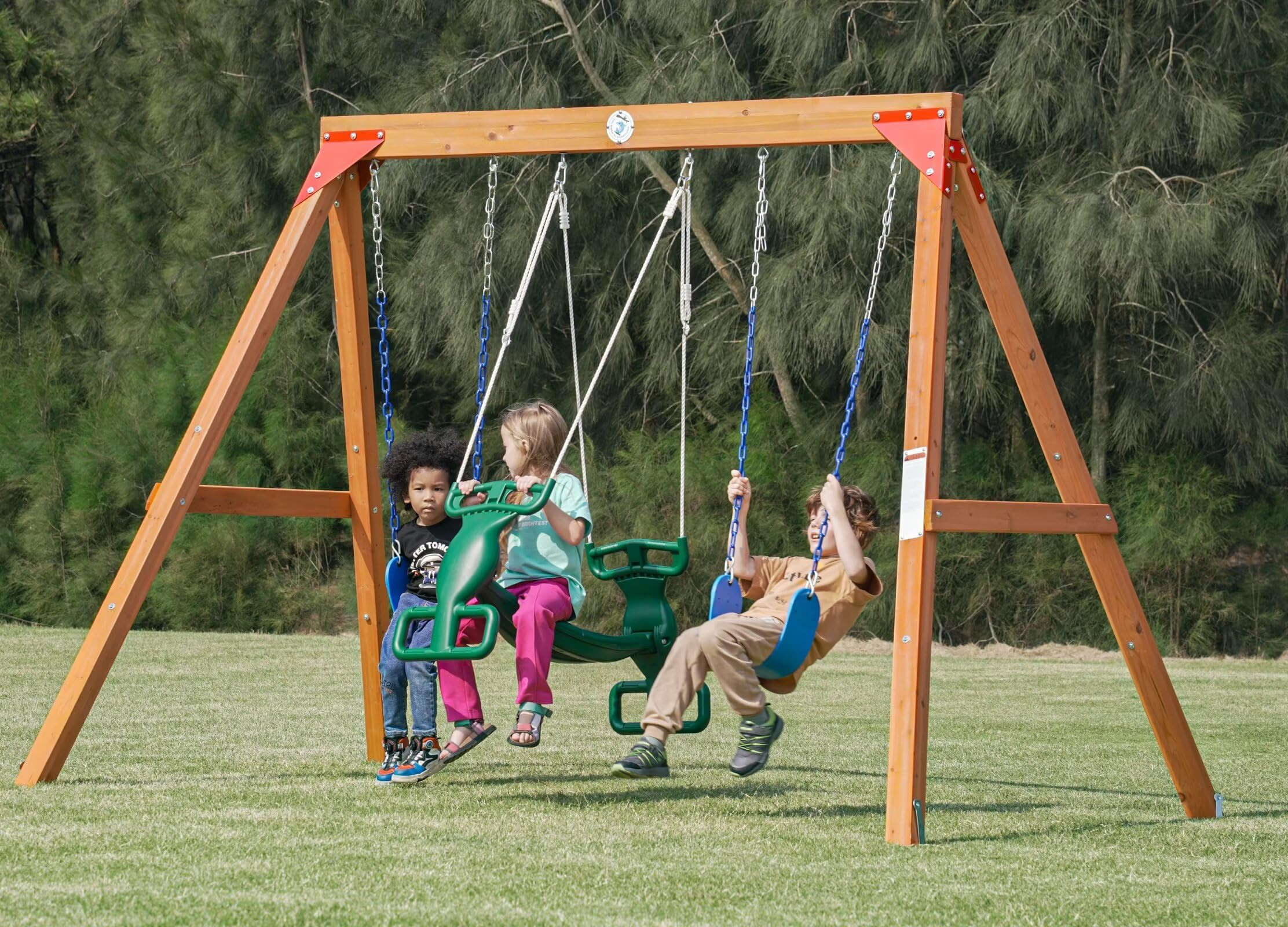 Dolphin Playground DIY Swing Sets for Backyard, Wooden Playground Sets for Backyards with Glider ... | Amazon (US)