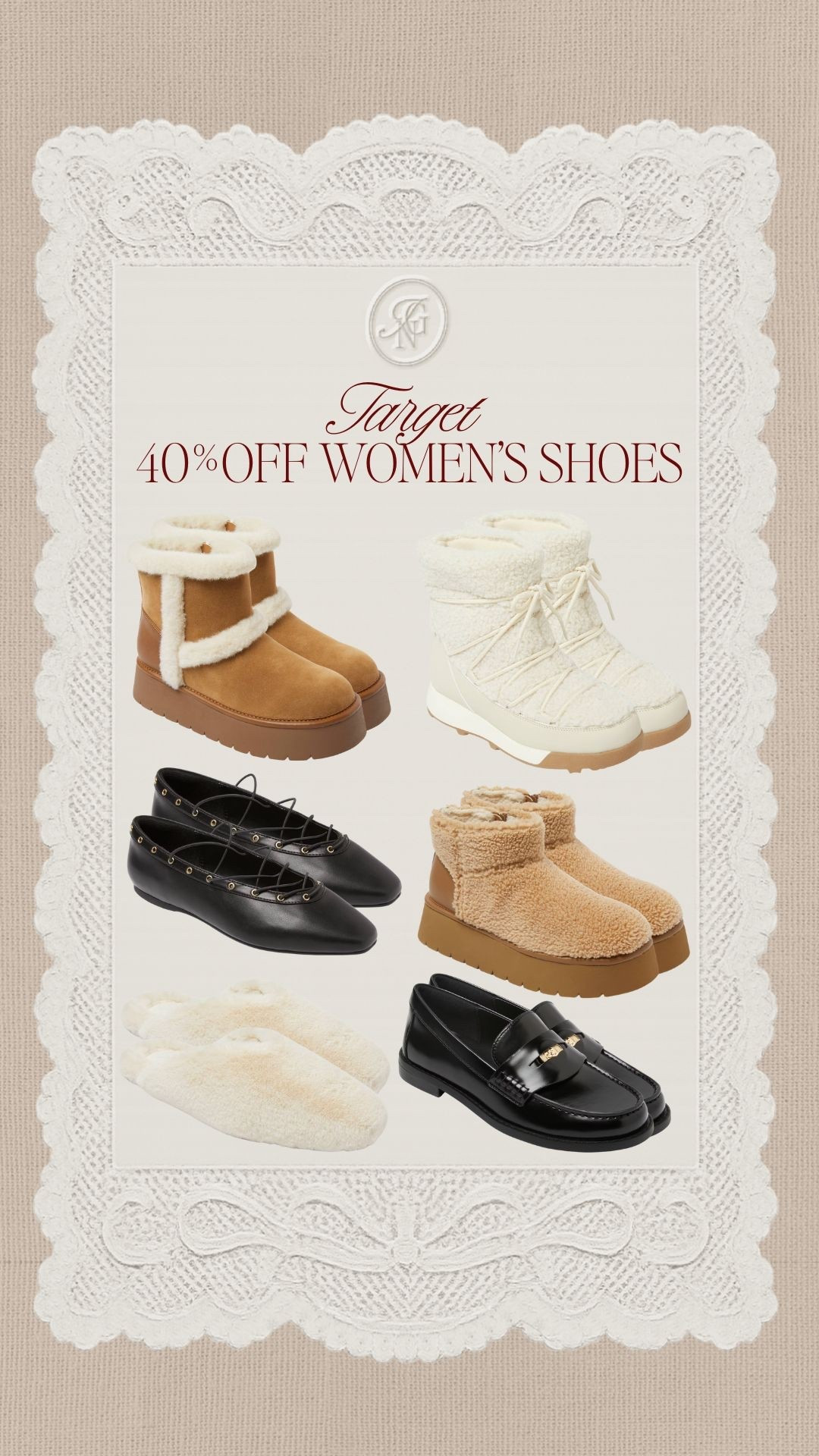 Target is having 40% off shoes! I’m obsessed with these ✨

#shoes #shoesale #target #targetstyle #targetfind #salealert #snowboots #mules #slippers #uggs 

#LTKGiftGuide #LTKSaleAlert #LTKFindsUnder50