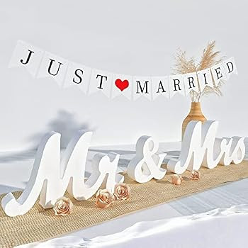 VIOPVERY Wedding Decorations Set,Large Mr and Mrs Sign & Just Married Banner,Mr & Mrs Signs for Wedd | Amazon (US)