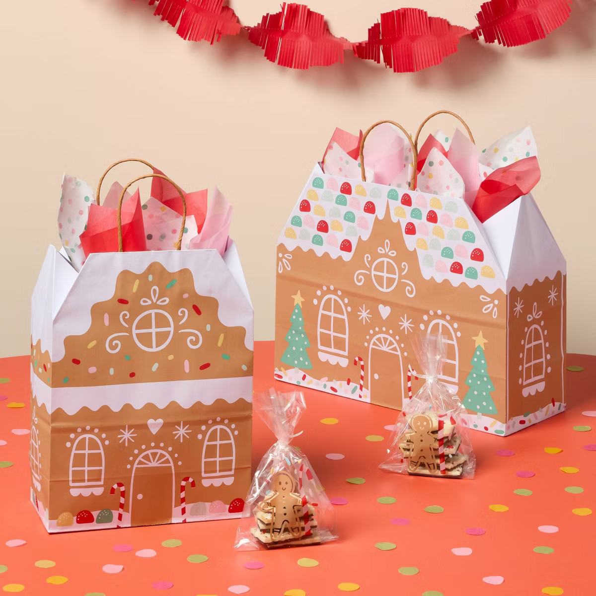 Small Gingerbread House Christmas Gift Bag Colorful - Spritz™ | Target