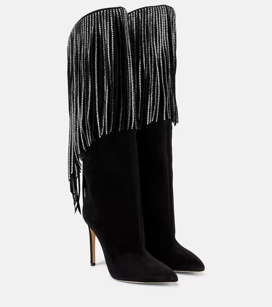 Paris Texas Fringed embellished suede knee-high boots | Mytheresa (INTL)
