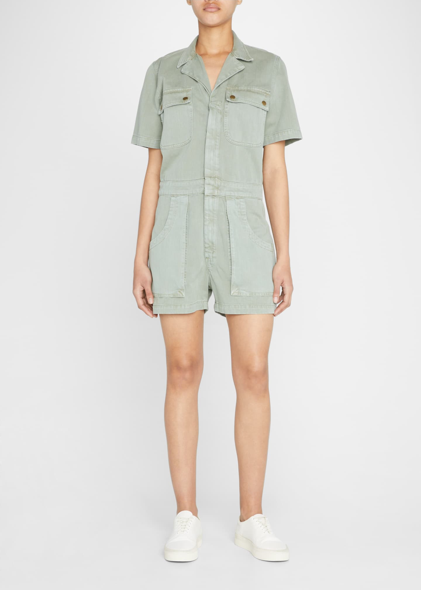 MOTHER S/S Curbside Shorts Utility Romper | Bergdorf Goodman