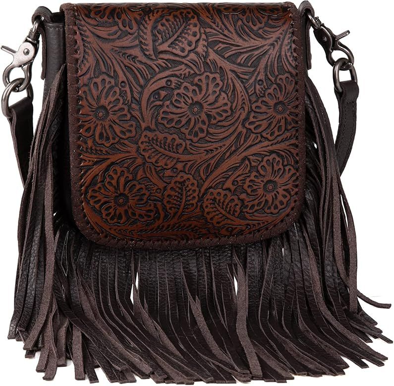 Montana West Crossbody Bag for Women Genuine Leather Western Fringe Purse and Handbag | Amazon (US)