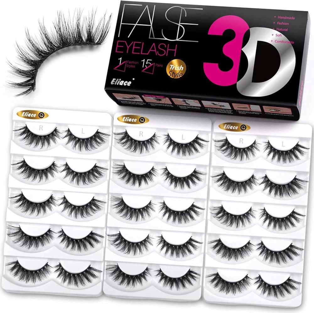 Eliace False Eyelashes Cat Eye-Lash 3D Mink Lashes,Spiky Wispy Natural Long Faux Mink Lashes Stri... | Amazon (US)