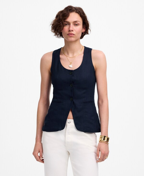 Linen Scoopneck Cutaway Vest | Madewell | Madewell