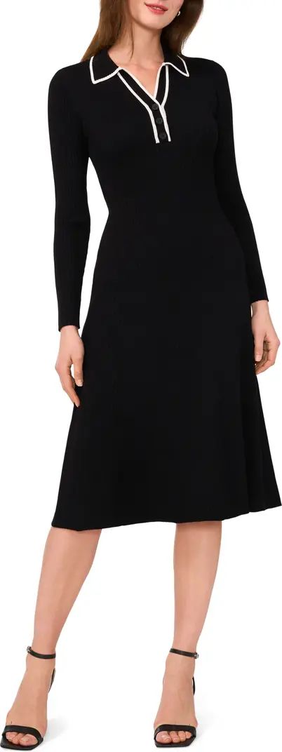 Halogen® Contrast Trim Long Sleeve Sweater Dres | Nordstrom | Nordstrom