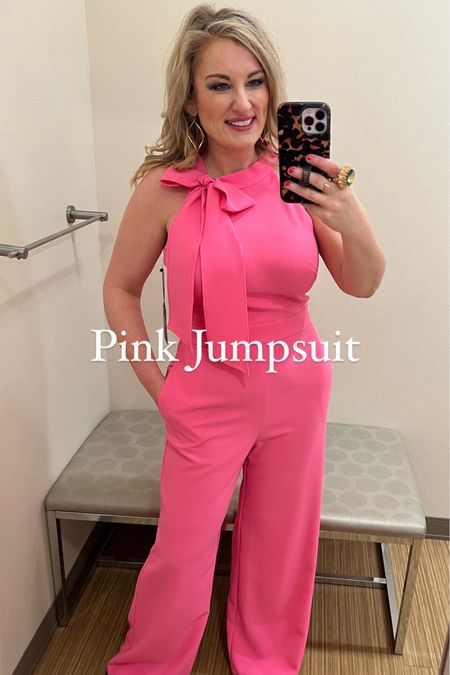 Pink jumpsuit. Wedding guest outfit. 

#LTKmidsize #LTKstyletip #LTKover40