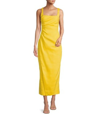 Madison Stretch Linen Square Neck Sleeveless Dress | Dillard's