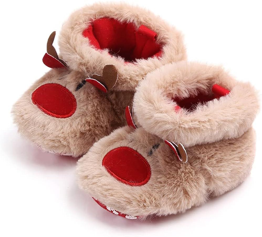 Winter Warm Christmas Tree Santa Clause Cozy Fleece Newborn Baby Booties Soft Sole Prewalker Crib... | Amazon (US)