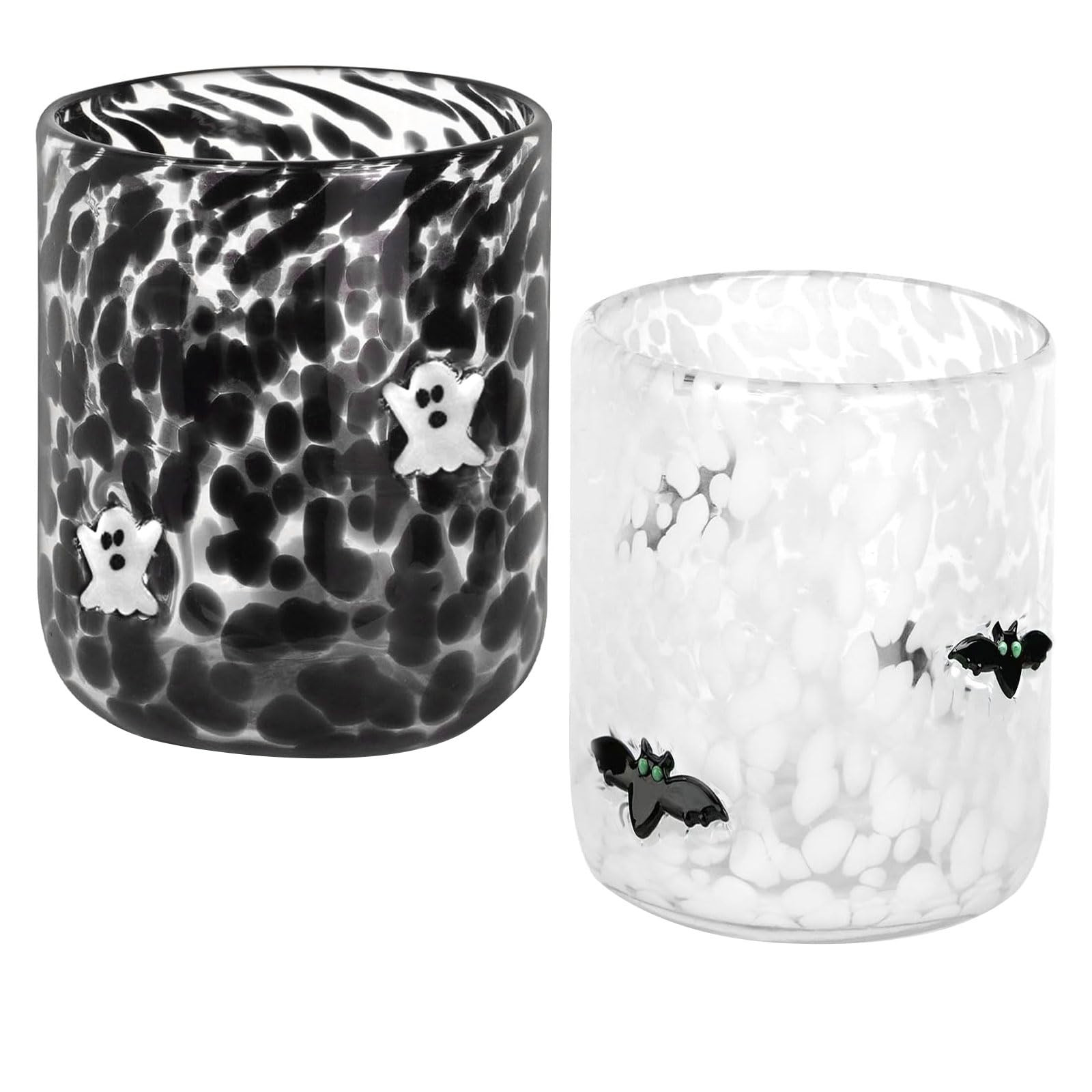 2 Pcs Halloween Icon Juice Cups 16 oz Cute Icon Juice Glasses Double Old Fashioned Hand Blown Dri... | Amazon (US)
