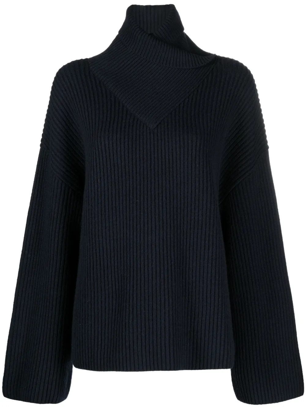 TOTEME wrap-neck Ribbed Wool Jumper - Farfetch | Farfetch Global
