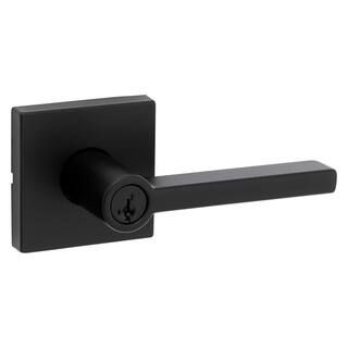 Kwikset Halifax Square Matte Black Keyed Entry Door Handle Featuring SmartKey Security-740HFLSQT5... | The Home Depot