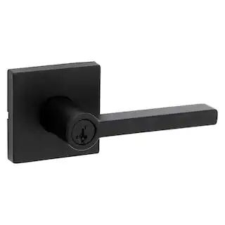 Kwikset Halifax Square Matte Black Keyed Entry Door Handle Featuring SmartKey Security-740HFLSQT5... | The Home Depot