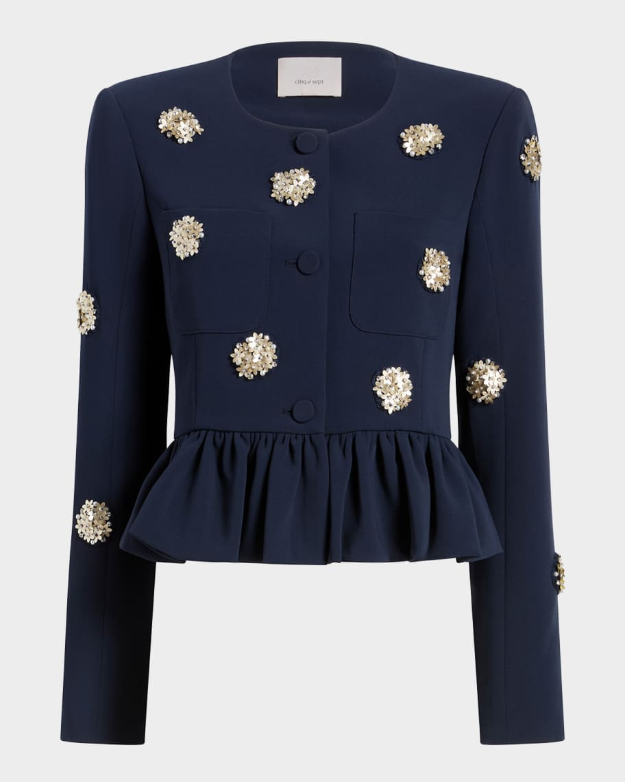 Cinq a Sept Zellie Flower Dots Crepe Jacket | Neiman Marcus