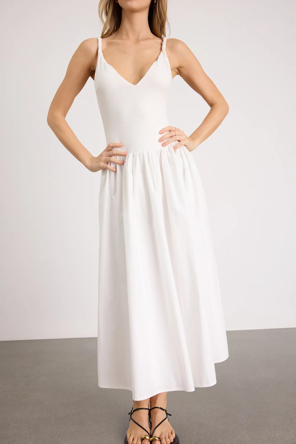 Tyler White Twisted Strap Midi Dress | Lulus