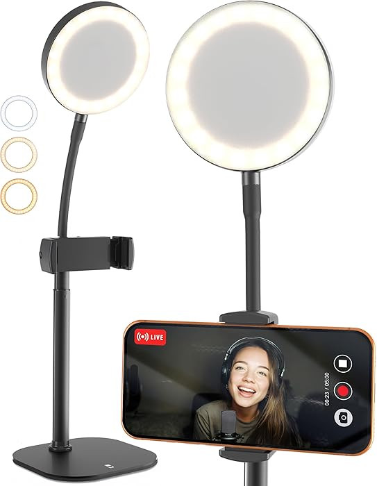 Phone Stand for Recording with Light for Desk - ChatStand Halo 9-13" Adjustable, Portable Ring Li... | Amazon (US)