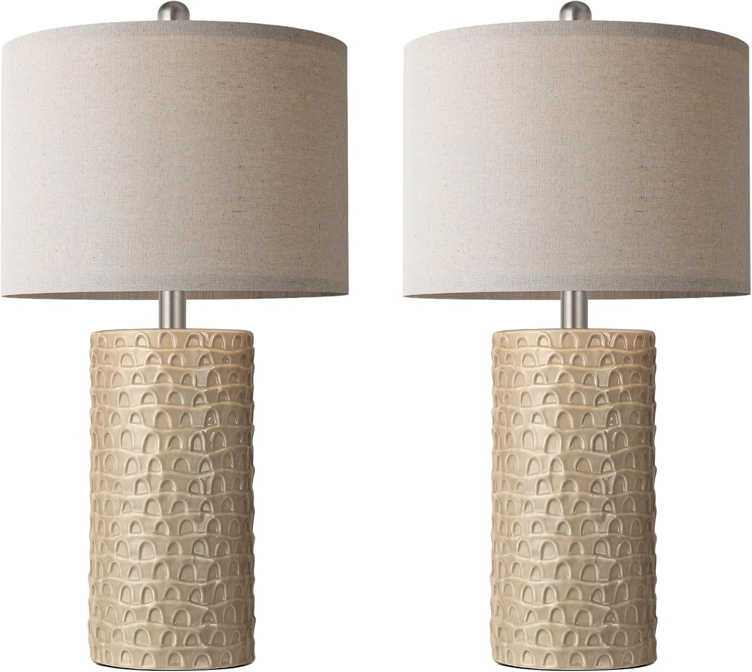 PARTPHONER 23" Modern Ceramic Table Lamp Set of 2, Table Lamps for Living Room, Rustic Farmhouse ... | Amazon (US)