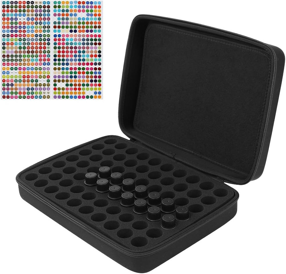 Essential Oils Storage for 70 Bottles + 6 Pieces Labels, Carrying Case Organizer Holds for Young ... | Amazon (US)