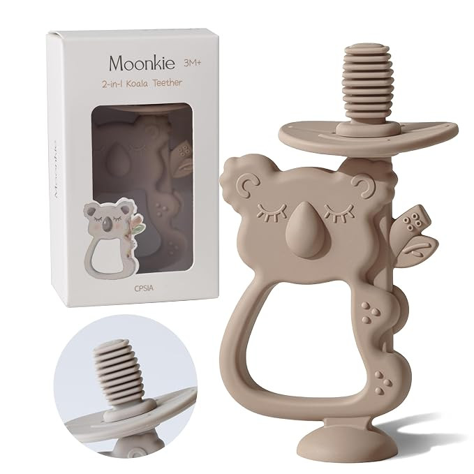 Moonkie Teething Toy, Safe & Easy to Hold BPA Free Silicone Teethers, 360° Baby Toothbrush with ... | Amazon (US)
