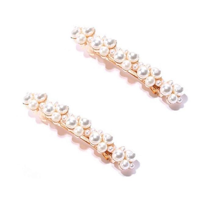 2 Count Pearl Hair Clips Fashion Hair Clip Snap Barrettes Women Girls Hair Accessories for Party ... | Amazon (US)