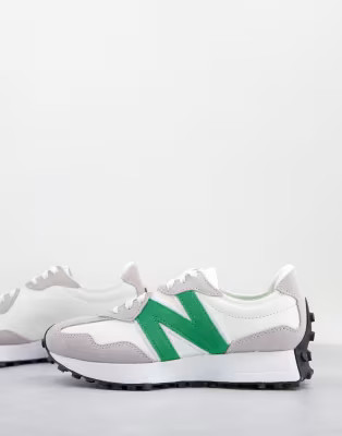 New Balance premium 327 trainers in white and green | ASOS (Global)