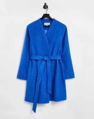 Helene Berman collarless tie-waist coat in blue | ASOS (Global)