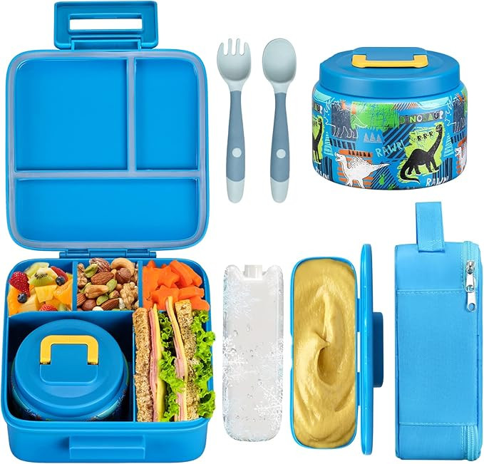 Bento Lunch Box for Kids With 8oz Soup thermo,Leak-proof Lunch Containers with 5 Compartment,ther... | Amazon (US)