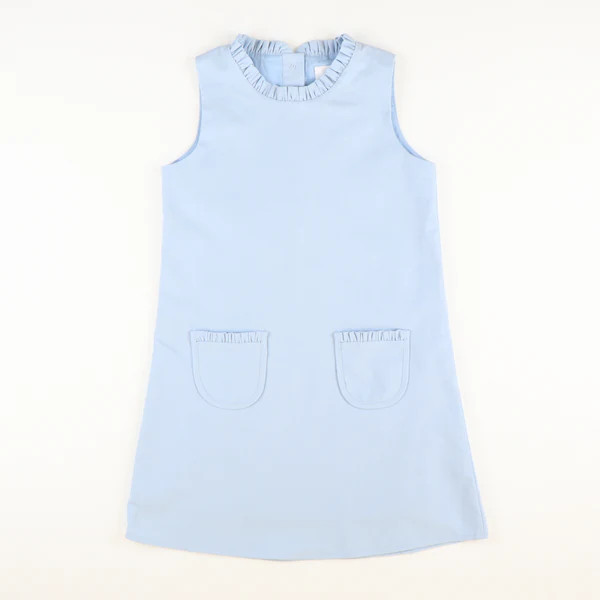 Pleated Linen Dress - Light Blue | Southern Smocked Co.